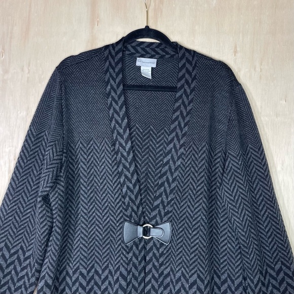 Soft Surroundings Herringbone West Saxon Duster Cardigan Wool Black Size 1X - Picture 3 of 10